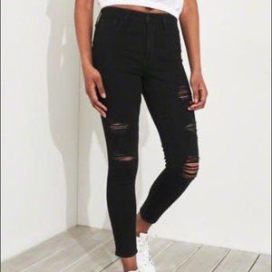 Hollister black ripped high-rise jean leggings W27 L26